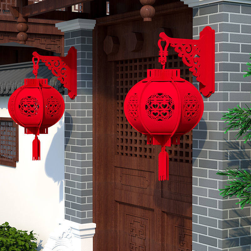 中式喜字灯笼婚房布置新房装饰客厅大门喜庆中国风红灯笼立体吊饰
