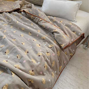 新款儿童全棉双层纱夏凉被空调被幼儿园宝宝夏季薄被子可机洗