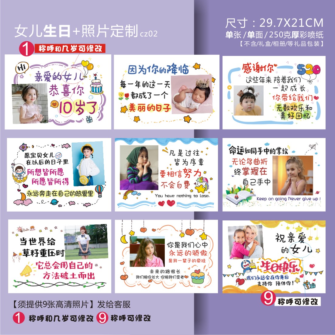 父母送孩子儿子女儿生日加照片青春高中考成人礼卡片励志礼物定制