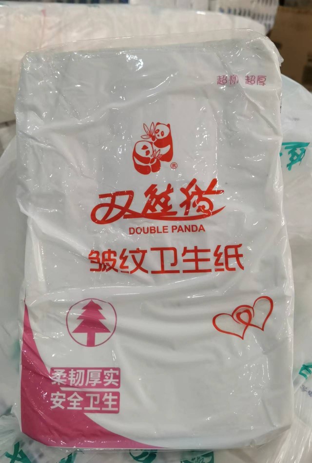 双熊猫皱纹卫生纸平板10包/提