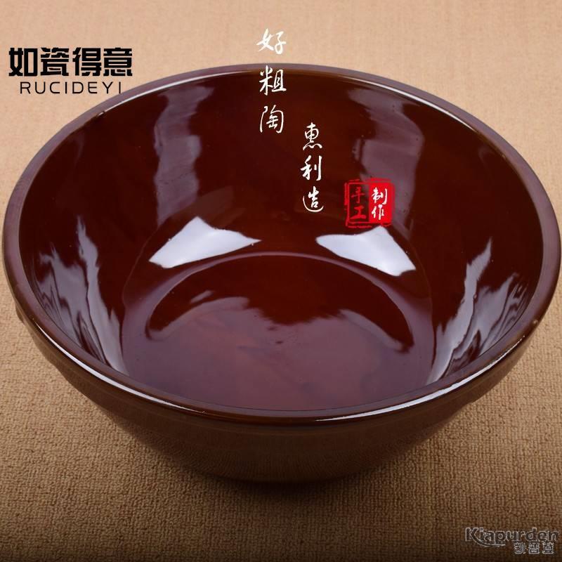 家用盆陶瓷和面盆老式大号瓦盆瓷盆和面陶加厚揉面厨房活面发面瓷
