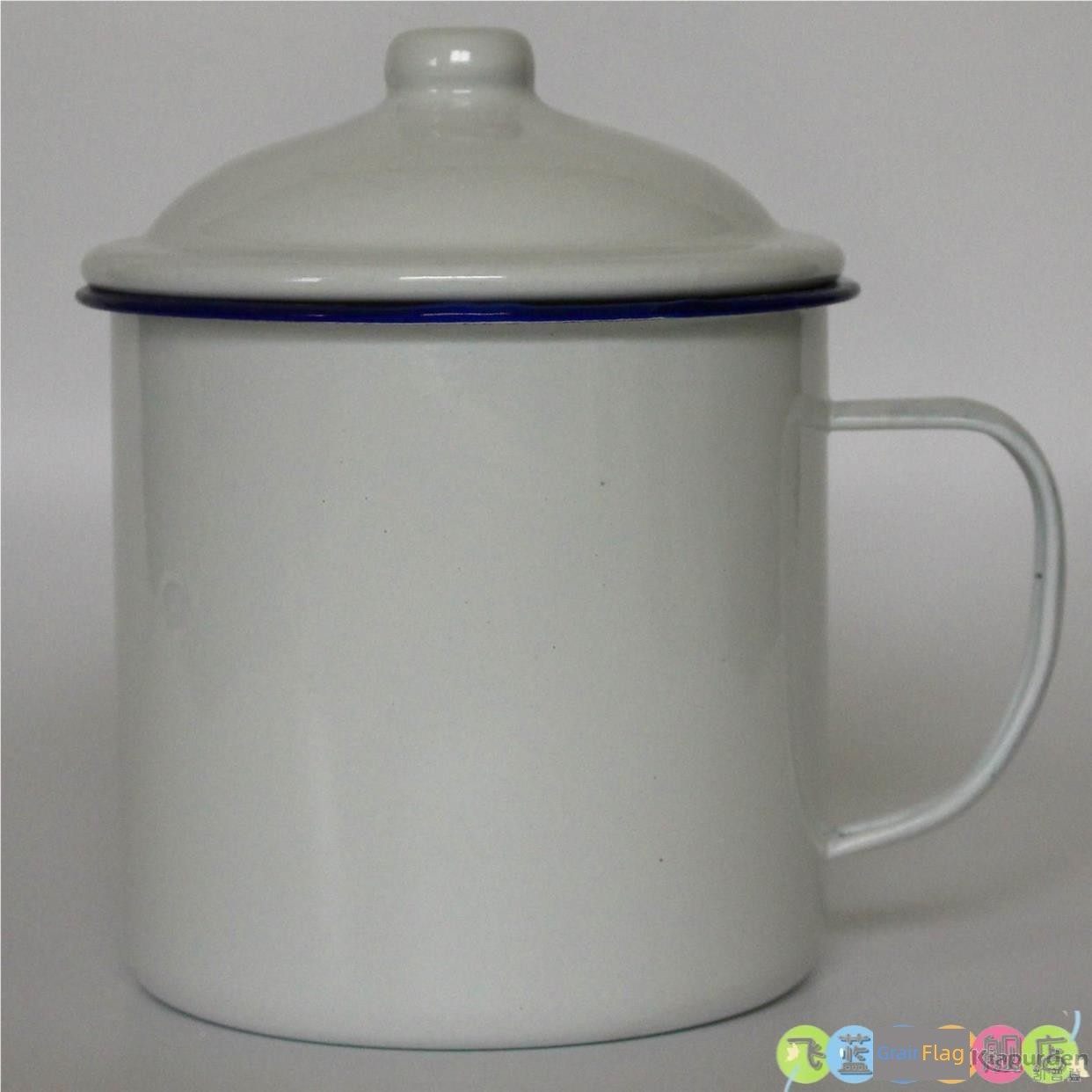 搪瓷杯怀旧经典马克杯双喜糖加厚带盖泡面杯瓷杯大容量老式铁茶缸