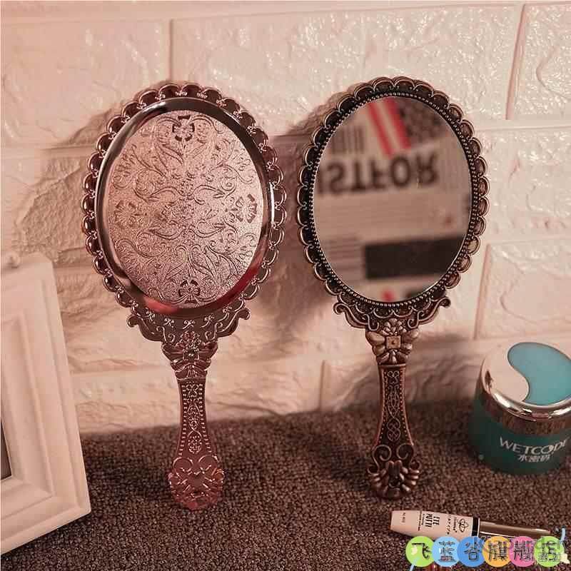 古风手持铜镜彷格覆古花纹手柄镜大号化妆镜覆古美容院镜便携覆古