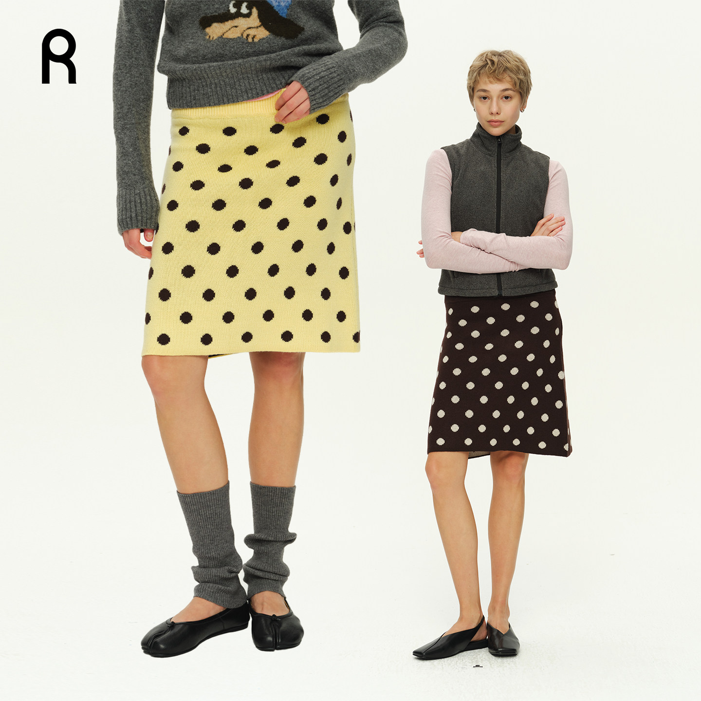 ReAimNess*波点毛织半身裙手工提花半裙女针织裙