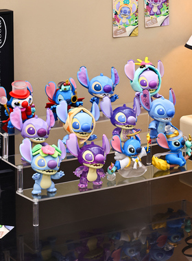 史迪仔盲盒收纳展示架亚克力透明阶梯式手办置物架小摆件梯形陈列