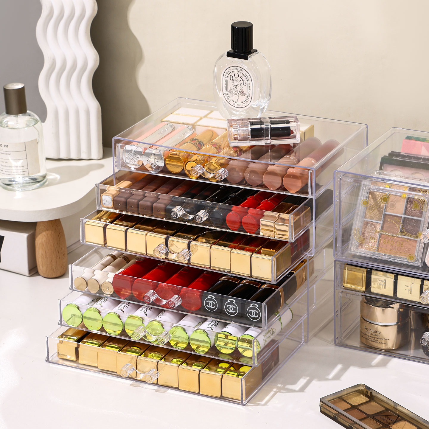 口红收纳盒抽屉宿舍透明