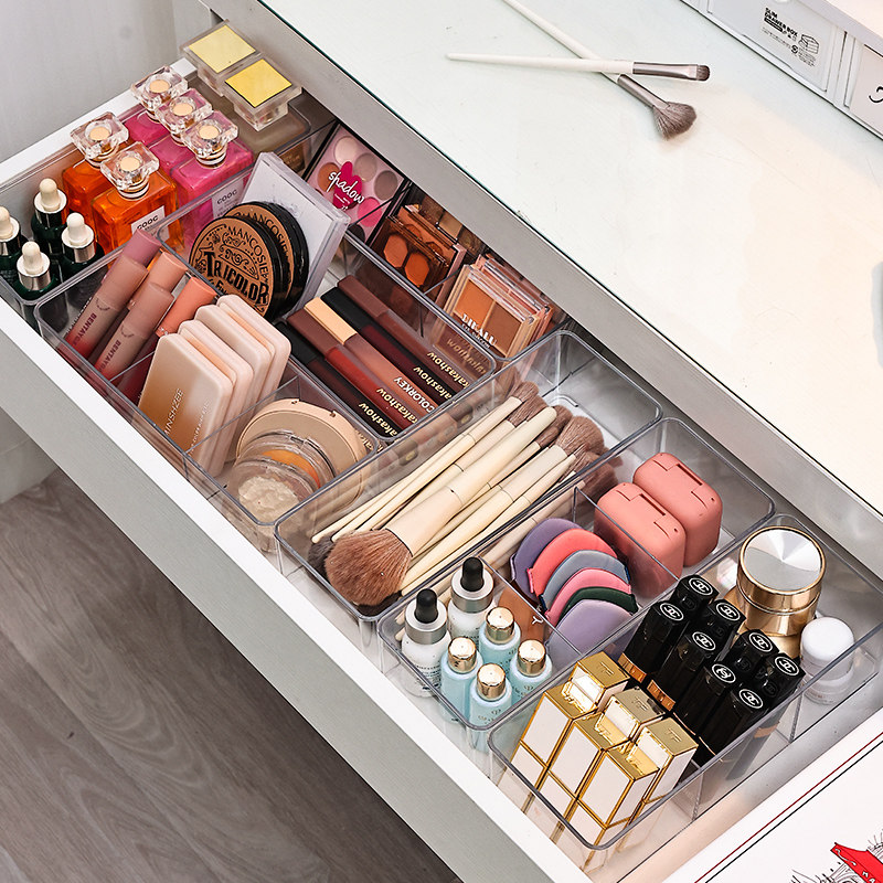 化妆品收纳盒抽屉内置分隔透明口红化妆刷盒子梳妆台深柜隔板宿舍,收纳整理,桌面收纳盒,淘宝优惠券,粉丝福利购,淘宝优惠卷