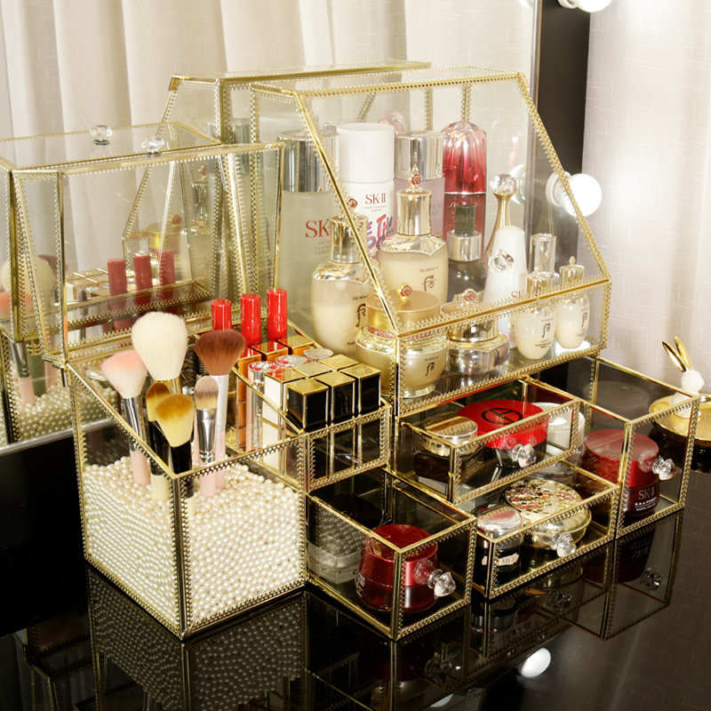 Net Red Glass Cosmetics storage box dustproof desktop dresser Acrylic Lipstick Skin care products Shelfin the Storage consolidation , Home Storage appliances , Storage Box , Desktop Storage Box  category - from Buy2taobao.com to provide professional Taobao agent buy service