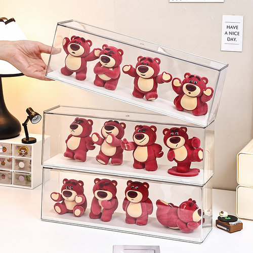 草莓熊公仔展示柜盲盒展示架收纳