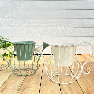 简约铁艺洒水壶花盆壁挂盆器口径15CM花园阳台装饰性花盆