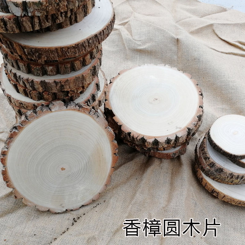 香樟圆木片樟木原木片幼儿园DIY艺术画画创作木块木片装饰背景墙图片