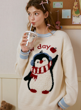 PJOCLOCK睡时记睡衣女秋冬半边绒可爱卡通加绒保暖可外穿家居服