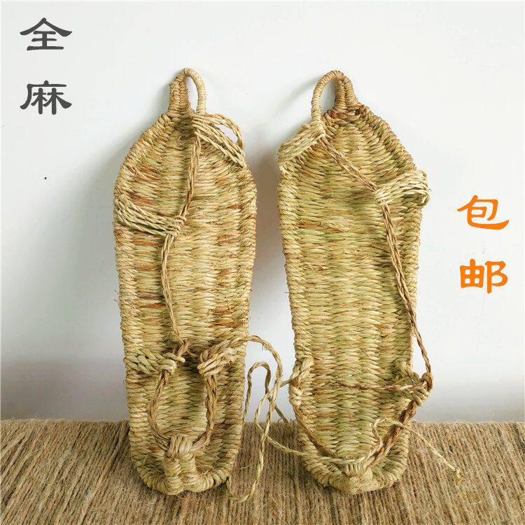 男款天然麻鞋纯手工麻草鞋男士女夏传统红军系带天然藤草编织凉鞋