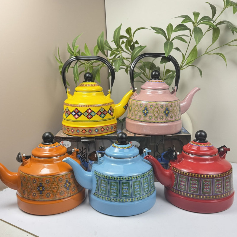 新疆民族特色茶壶新疆民族特色奶茶壶搪瓷壶家用烧水壶餐厅茶水壶