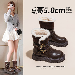 网红百搭短 厚底增高加绒加厚中筒靴韩版 新卡伦雪地靴女年冬季 新款