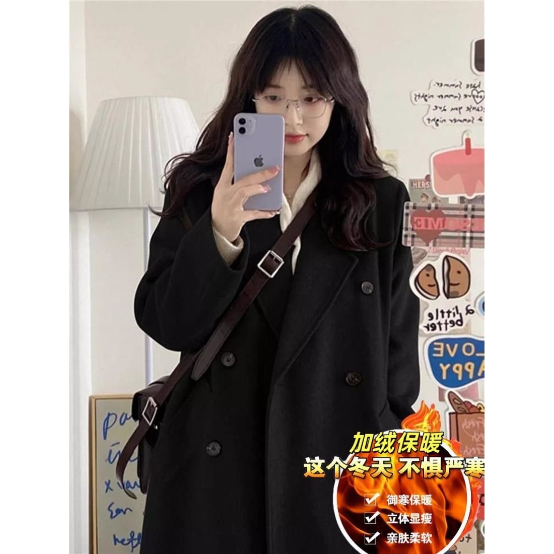 小个子推荐新款中长款过膝显瘦韩系高级感毛呢外套呢子大衣女秋冬