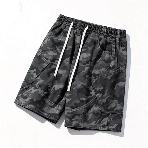 美式复古工装短裤男夏季潮牌宽松百搭五分裤高街痞帅迷彩休闲中裤