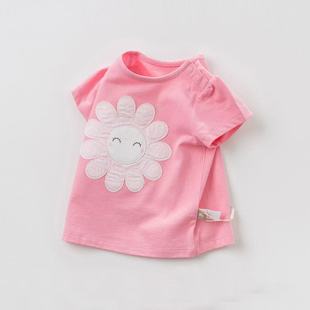 女童T恤夏装2025新款儿童纯棉短袖体恤婴儿宝宝衣服小童夏季上衣