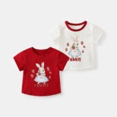 半袖 女童短袖 洋气婴儿打底衫 女宝宝圆领上衣夏季 t恤夏装 2025新款