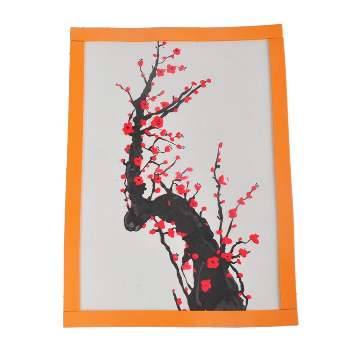 美可diy 寒冬腊梅创意图画 儿童宝宝diy手工粘土画彩泥创意桃花画