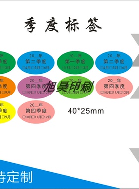 定制椭圆形贴纸40*25mm季度标签仓库先进先出标签 年月份日期标贴