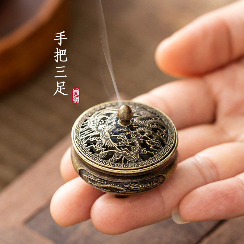 龙凤呈祥仿古香道中式宣德炉图片