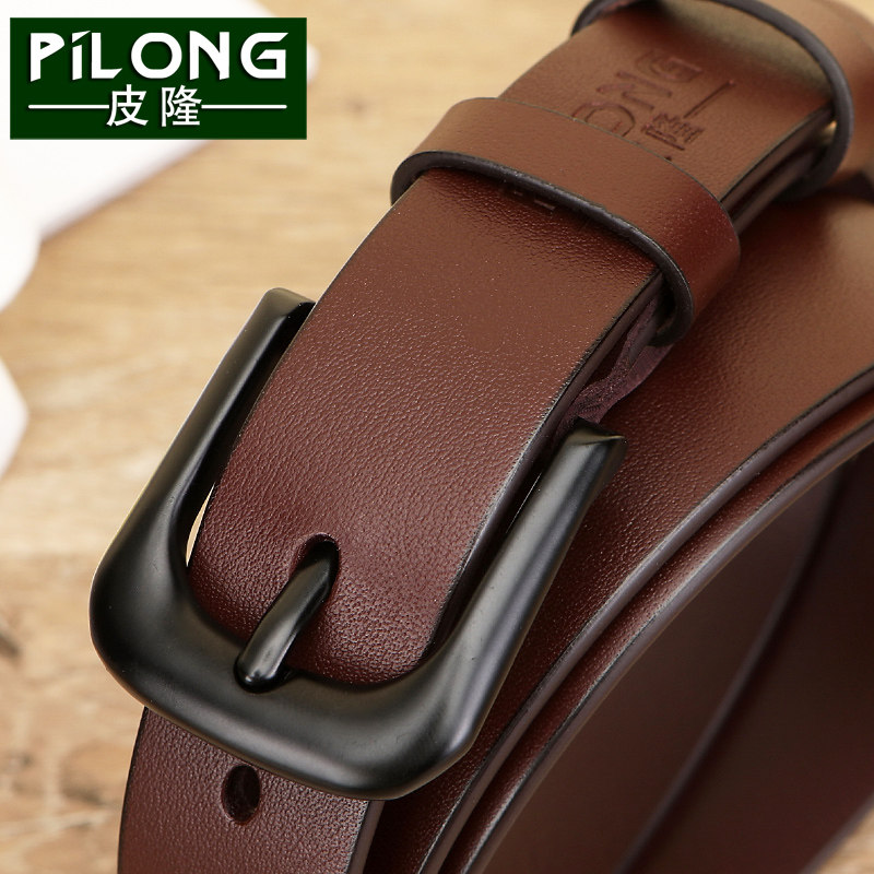 皮隆 女士皮带真皮针扣头层牛皮腰带女时尚休闲牛仔裤带女韩版