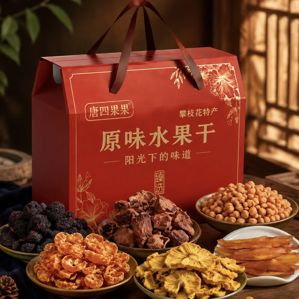 唐四果果攀枝花特产原味芒果干混合水果干拼盘礼盒装即食零食礼包