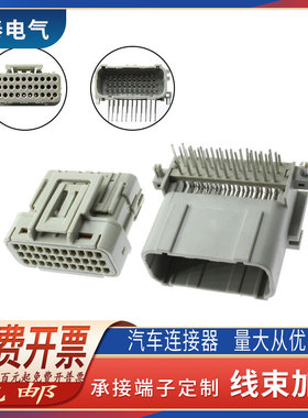 国产汽车连接器接插件插拔式防水 33孔灰色弯针DJ7331YA-0.6-10/2