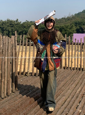 One purple10.31New设计感撞色拼接棒球服小众针织慵懒感飞行夹克