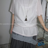 韩系简约基础百搭层次感假两件短袖 One purple 小众撞色圆领T恤