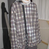 11.8复古不规则做旧感格纹长袖 one purple 小众圆领花边叠穿打底