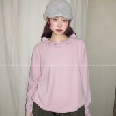 purple 冬季 加厚磨毛减龄花边领长袖 One T韩版 纯色百搭宽松卫衣