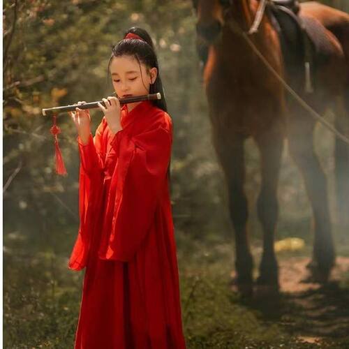 汉服女童花木兰表演服走秀武侠古装女童锦衣卫儿童国学服春秋款