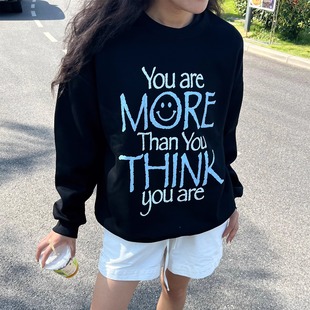 重磅厚实加绒 拒绝内耗 黑色宽松圆领卫衣男女 TTO Talktokey