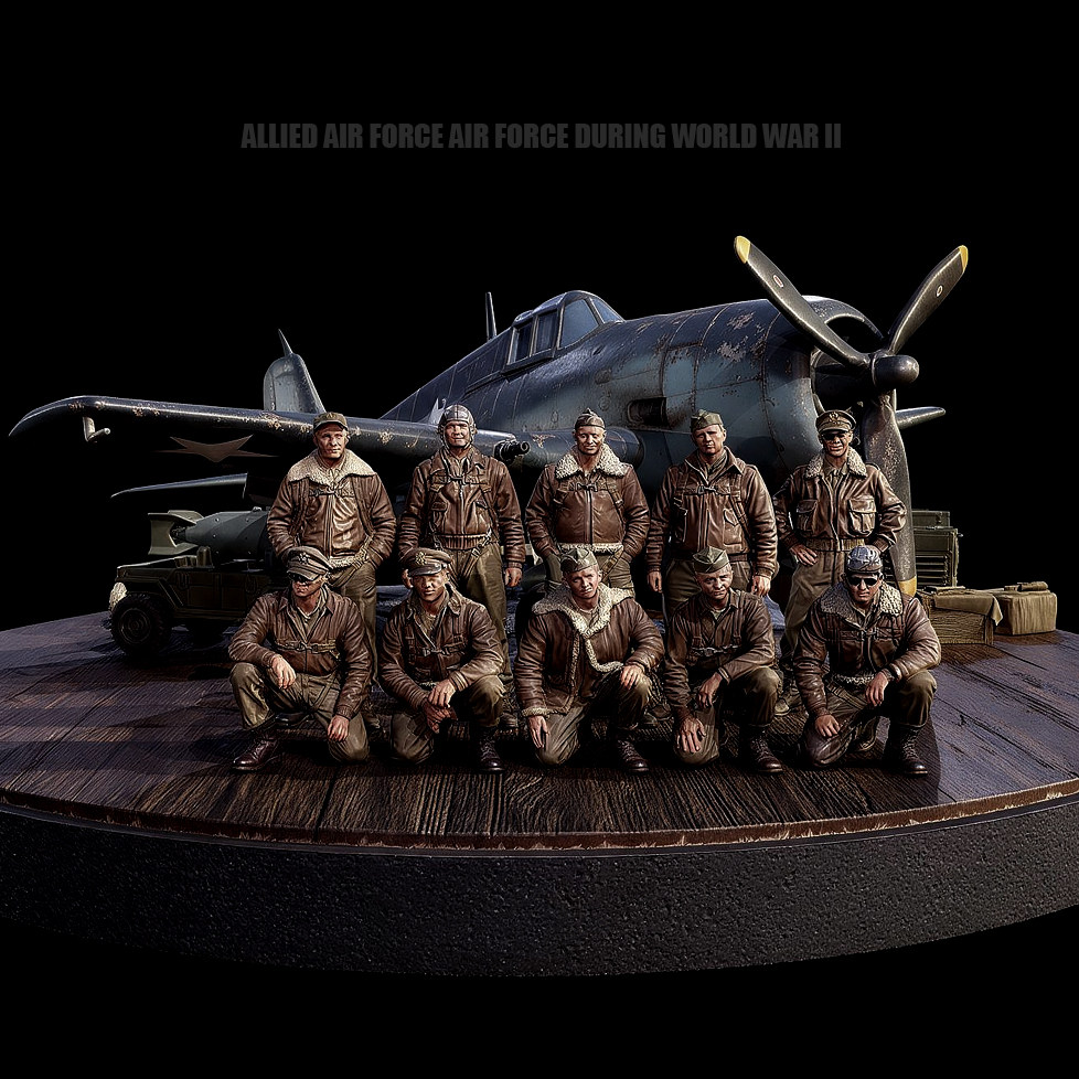 人高 25mm 树脂兵人 白模 二战盟军空军集体照 TD-7923/3D