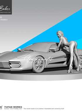 1/35 YUFAN原创 跑车宝贝-2  树脂手办 女兵人白模 YFWW-2107