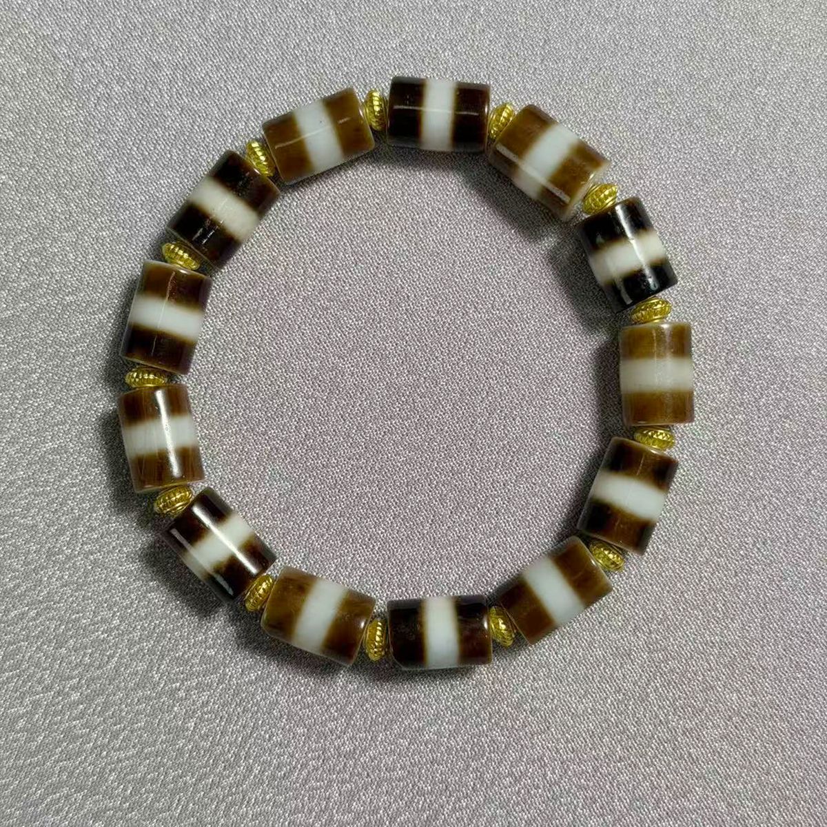 藏式复古三线桶珠天珠手串链