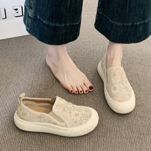 品牌网面透气网鞋女2025新款夏季爆款女鞋子孕妇软底休闲一脚蹬渔