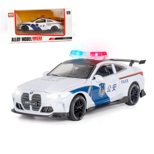 (盒装)新奥1:32M4跑车合金声光回力车模型玩具车门可开XA3238
