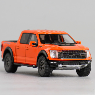 仿真1:64合金猛禽F-150皮卡车模型四轮避震后挡板可开摆件收藏