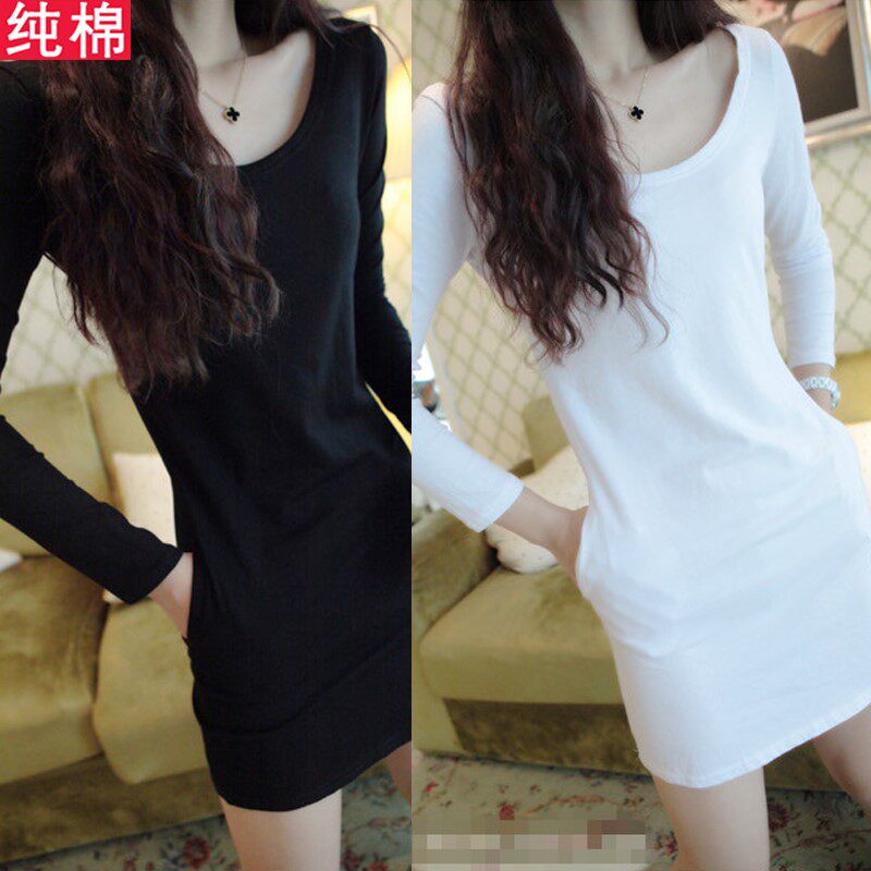 .2019春秋新款韩版修身T长袖T恤女纯棉中长款打底衫上衣打底裙潮|ruв категории Женская одежда, футболка - от Buy2taobao.com для оказания профессиональной услуги покупки агента Taobao