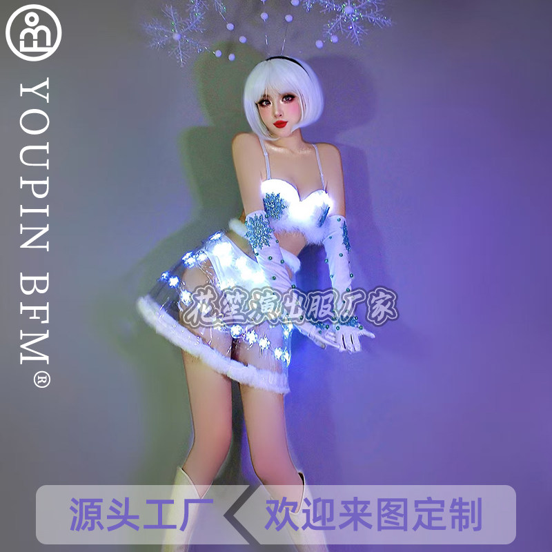 白色冰雪奇缘圣诞节舞台表演服ds
