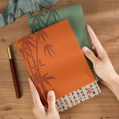 文创笔记本本子a5竹林款复古中国风商务办公工作会议记录本大学生日记本加厚记事本教师节送老师定制可印logo