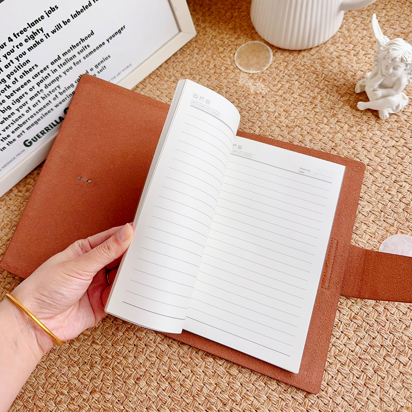 笔记本子a5活页本可拆卸加厚记事本复古皮面商务活页笔记本会议记录本子礼盒套装皮面扣环活页夹可定制印logo