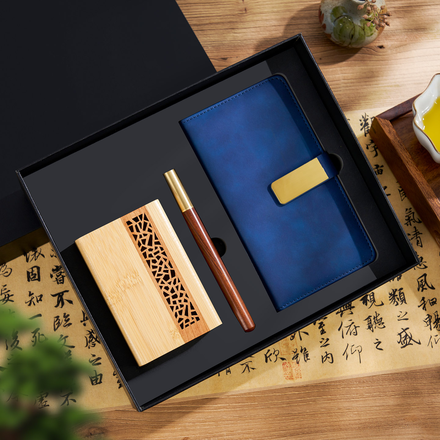 实木笔筒套装礼盒教师节送老师高档中国风特色礼品送客户伴手礼