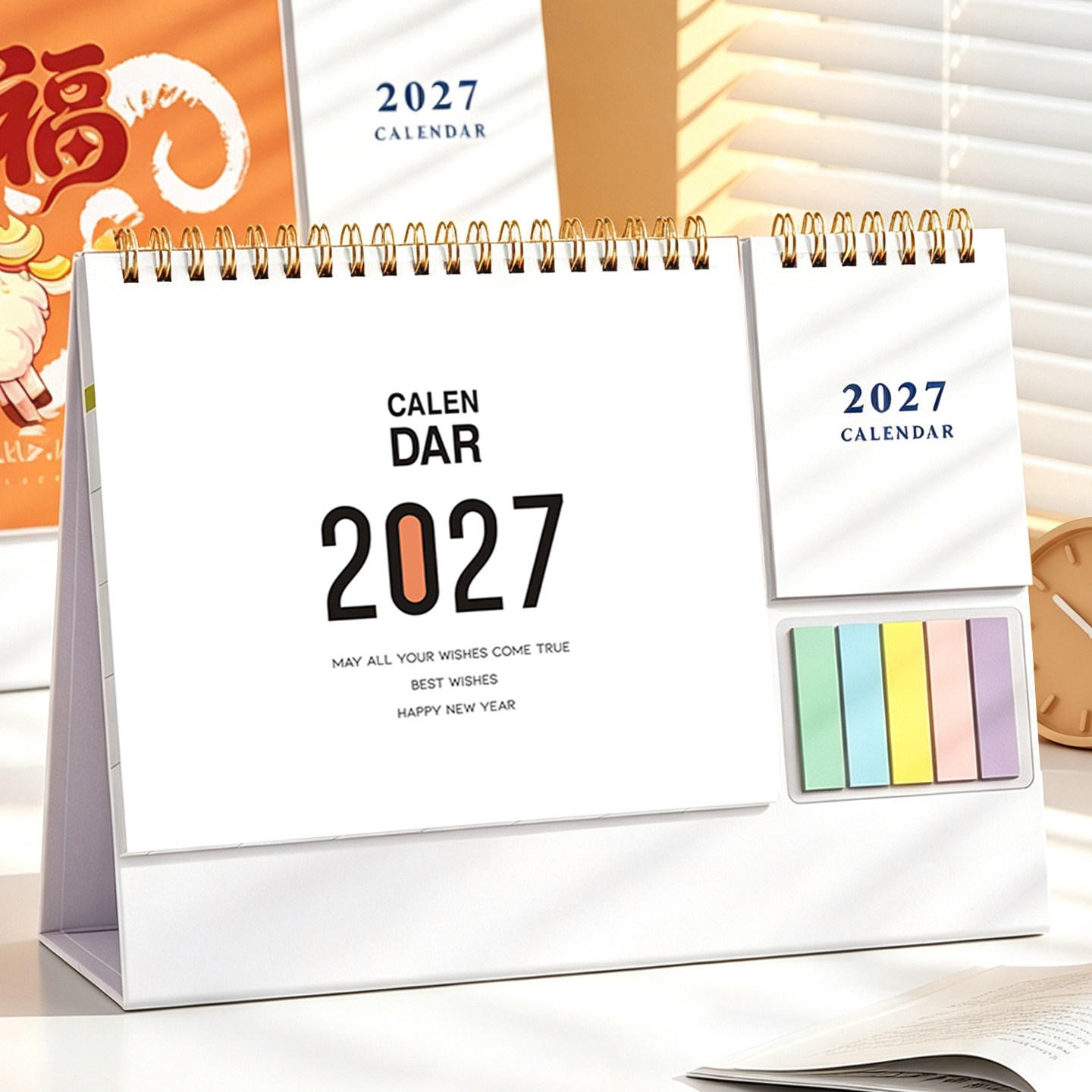 记事台历2027年日历便签桌面办公备忘录摆件计划自律打卡表创意可爱简约风月历多功能台座企业定制印刷logo