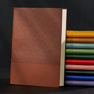 复古回纹笔记本本子2026年定制可印logo高颜值学生加厚办公用工作记事日记本红色商务精美高档国朝文创记事本