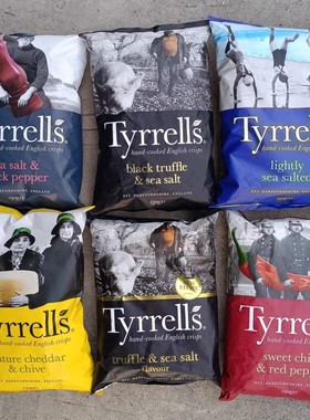 英国进口Tyrrells泰瑞海盐甜辣椒芝士味手工薯片休闲零食150g