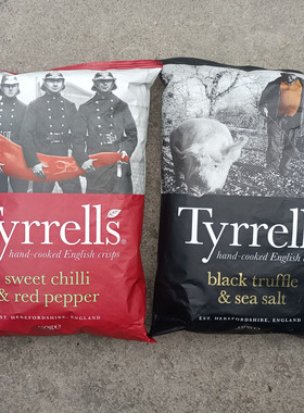 现货英国进口Tyrrells泰瑞海盐甜辣椒芝士味手工薯片休闲零食150g
